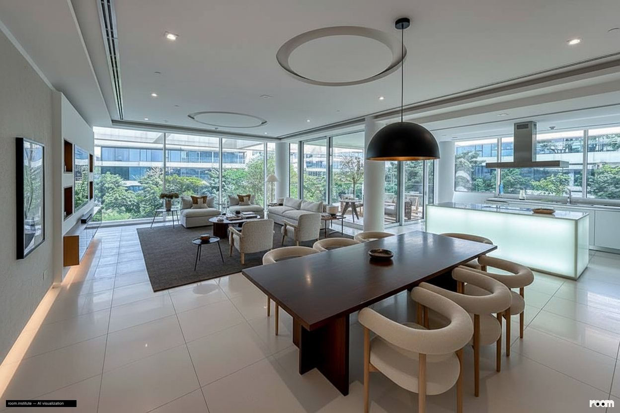 Ashjar E1, Ashjar, Al Barari Dining Room — Direct Illumination design direction