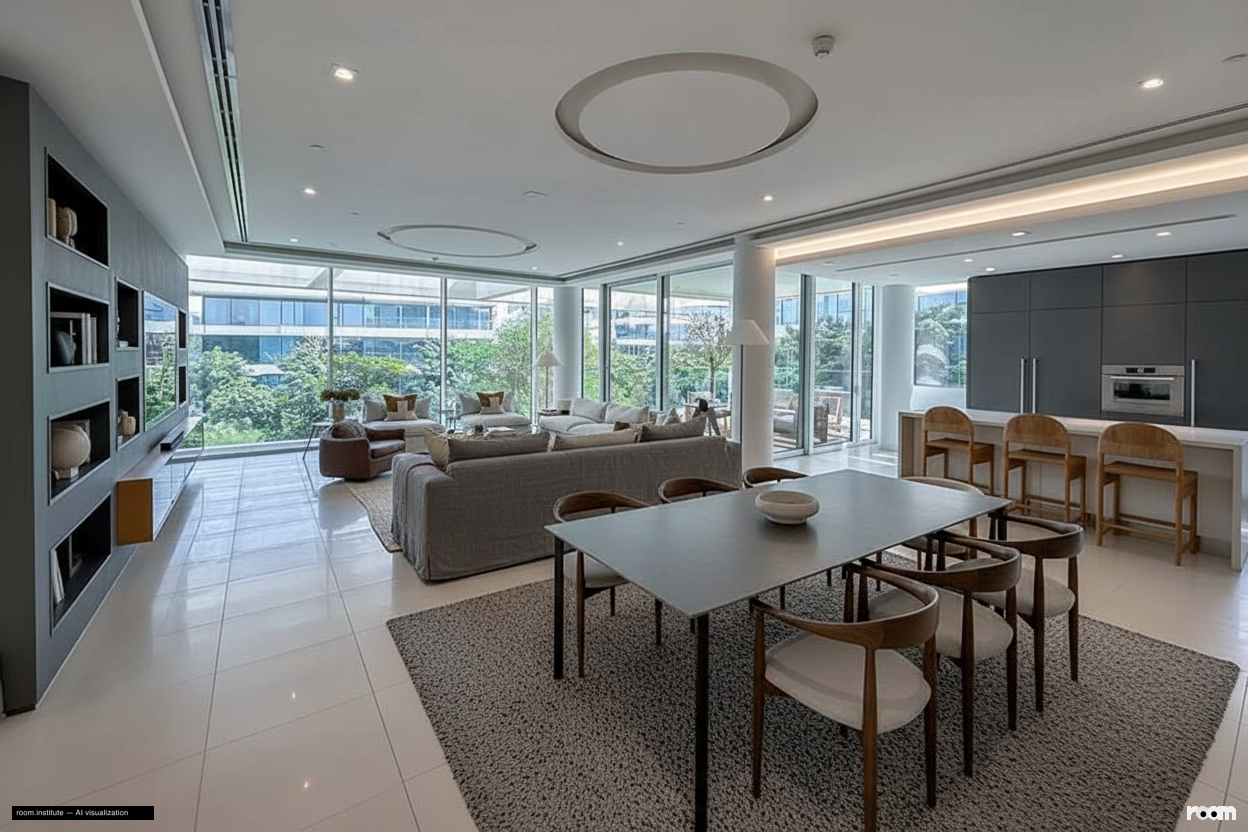 Ashjar E1, Ashjar, Al Barari Dining Room — Grayscale Nuance design direction