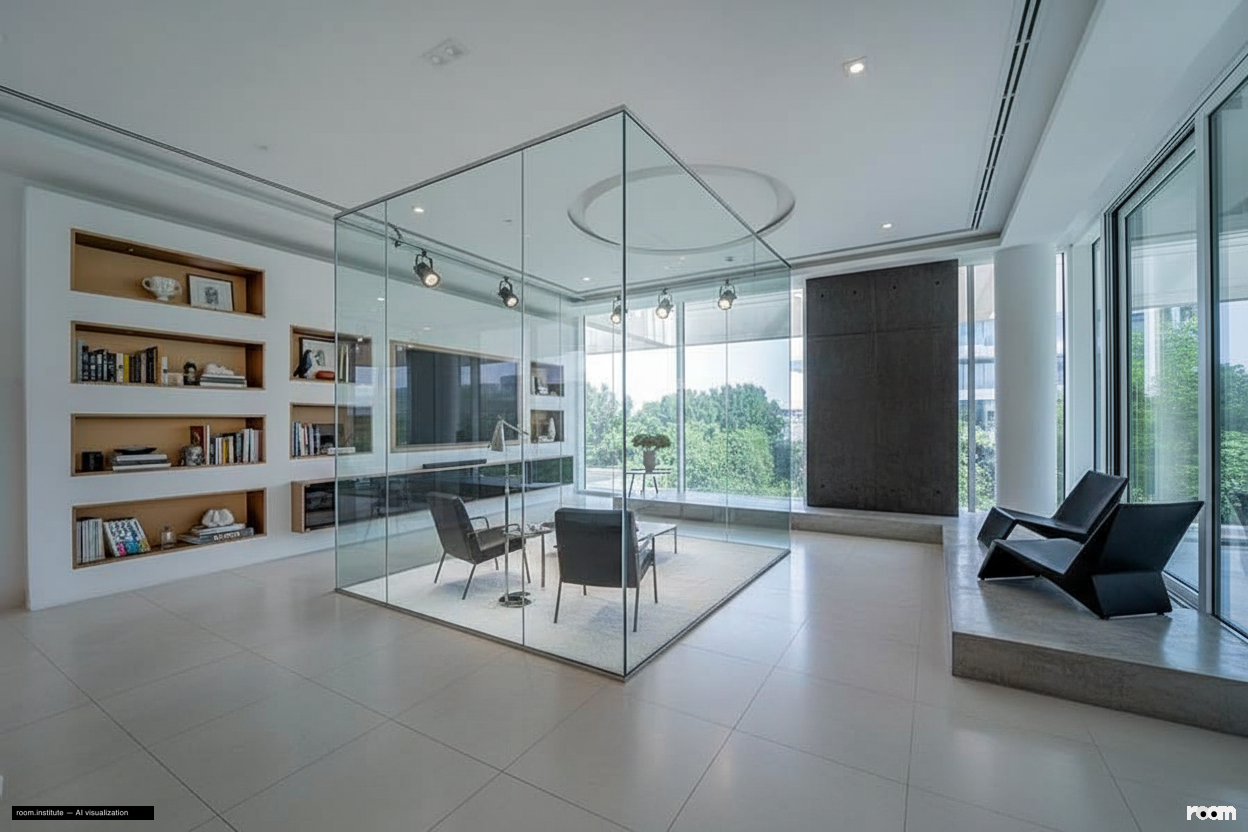 Ashjar E1, Ashjar, Al Barari Living Room Alt Angle — Exposed Chamber design direction