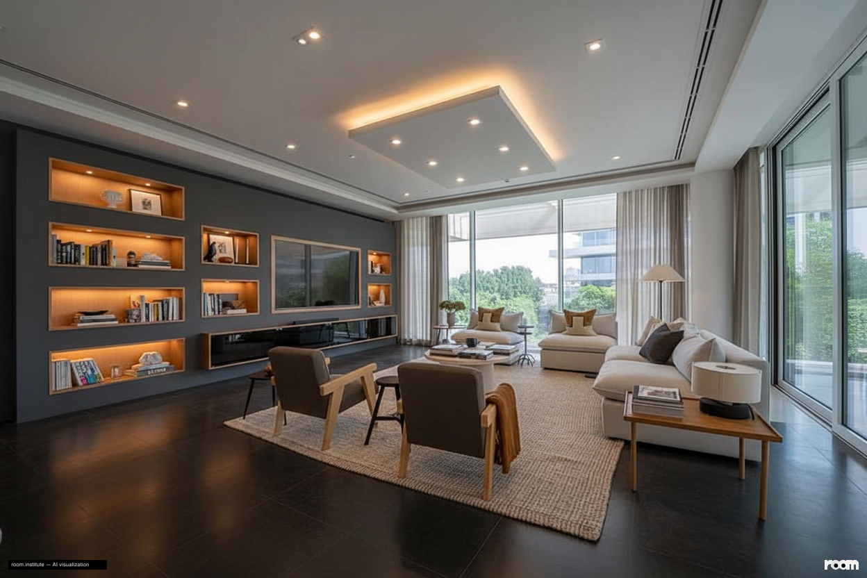 Ashjar E1, Ashjar, Al Barari Living Room Alt Angle — Shadowed Embrace design direction