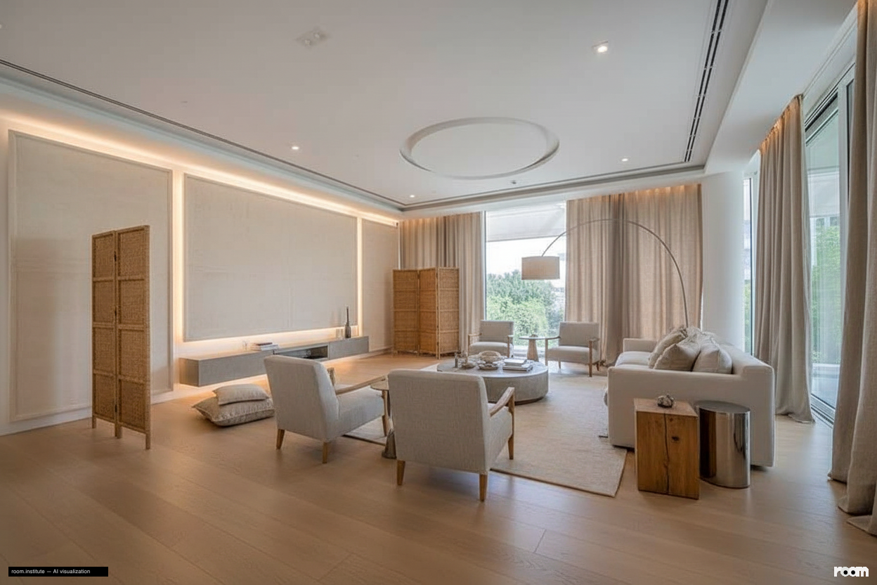 Ashjar E1, Ashjar, Al Barari Living Room Alt Angle — Vigorous Drape design direction