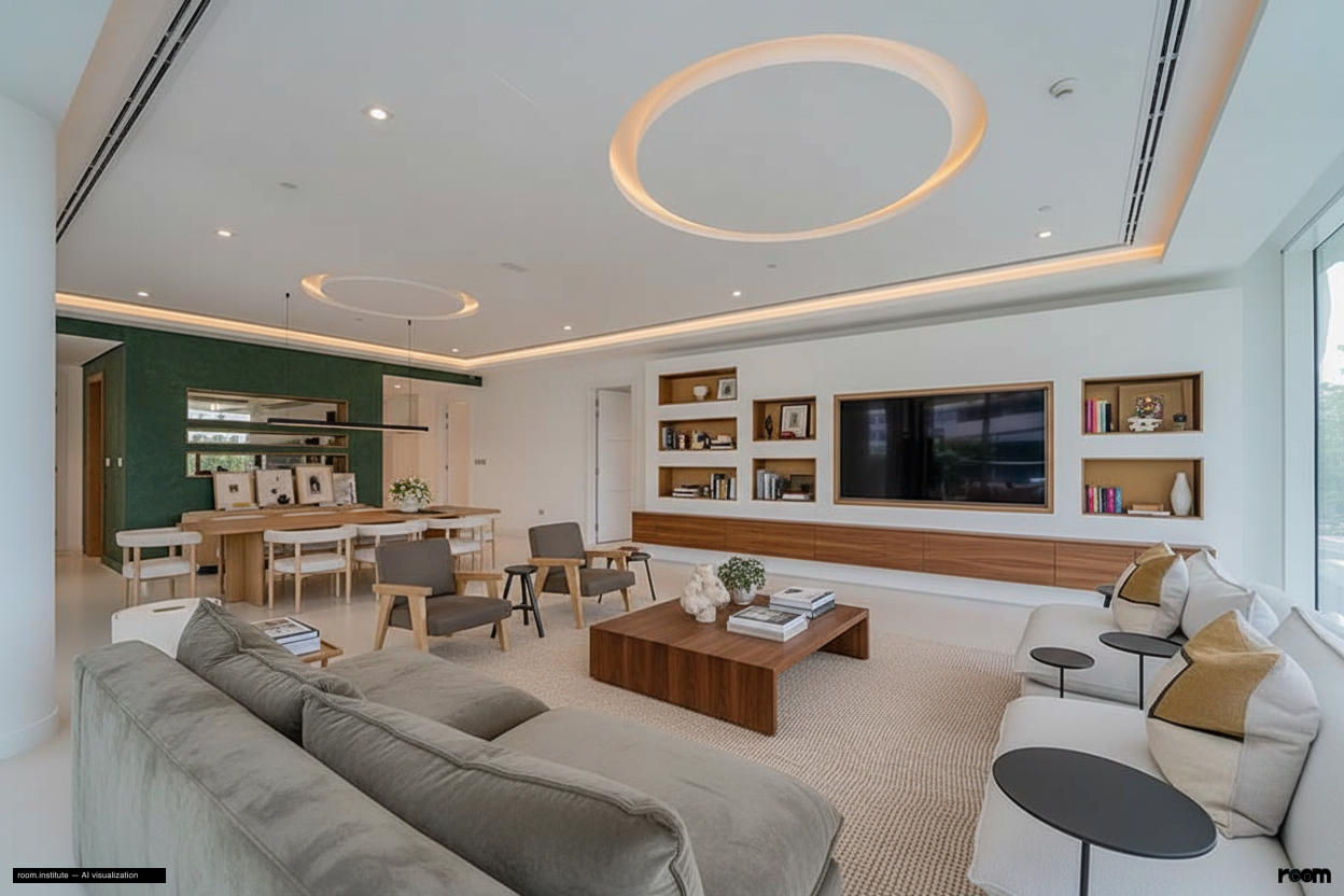 Ashjar E1, Ashjar, Al Barari Living Room — Lengthened Presence design direction