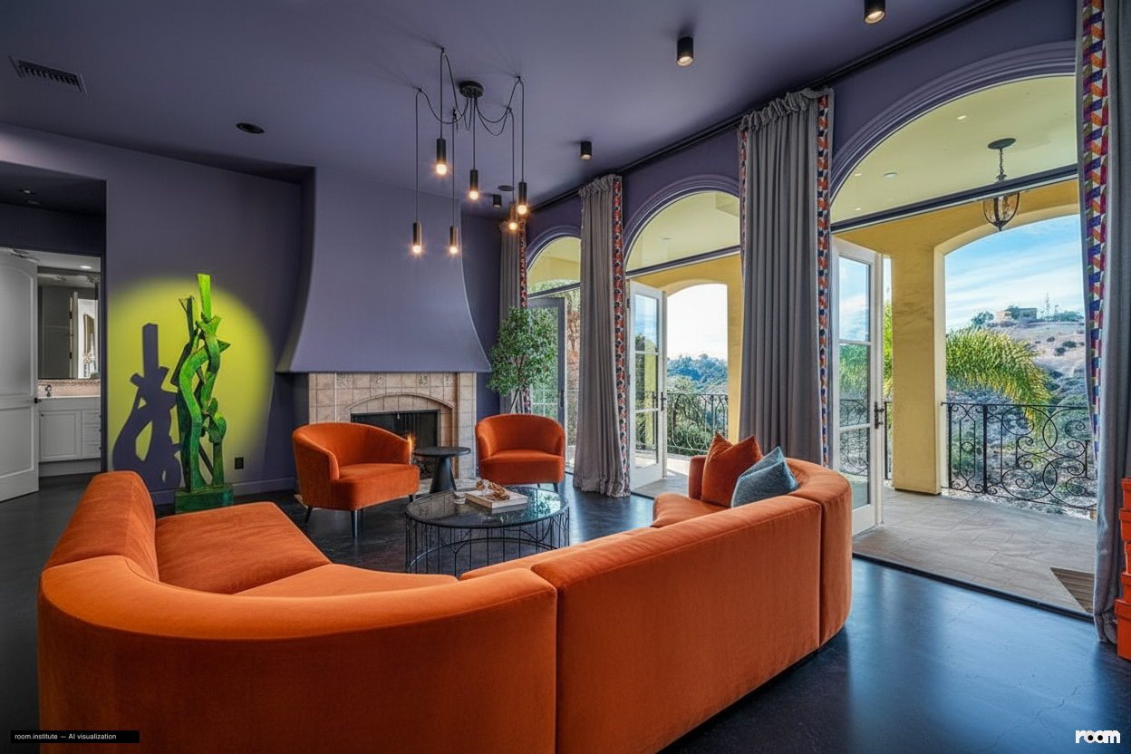 3110 Benedict Canyon Dr Living Room — Color Cascade design direction