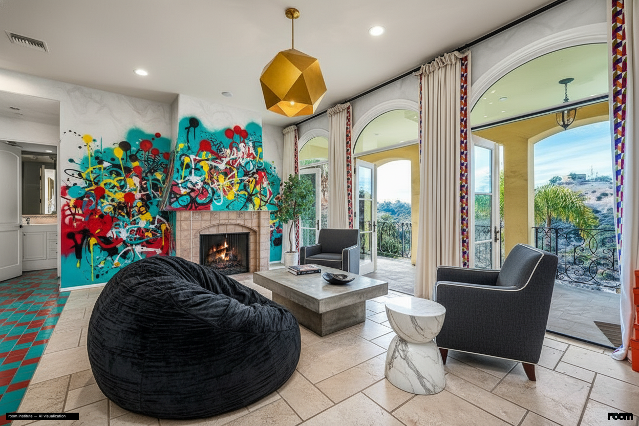 3110 Benedict Canyon Dr Living Room — Ordered Anarchy design direction