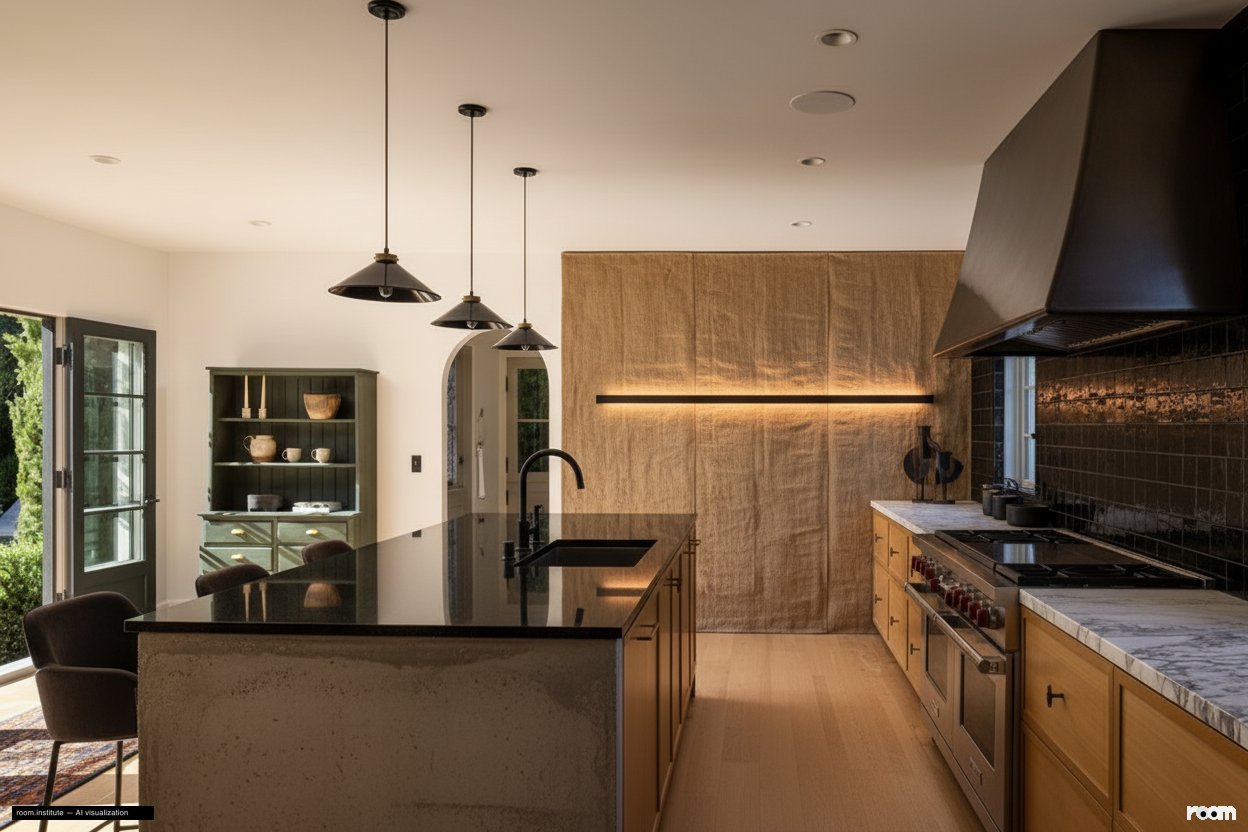 4048 Farmouth Dr Kitchen — Stone & Fiber design direction