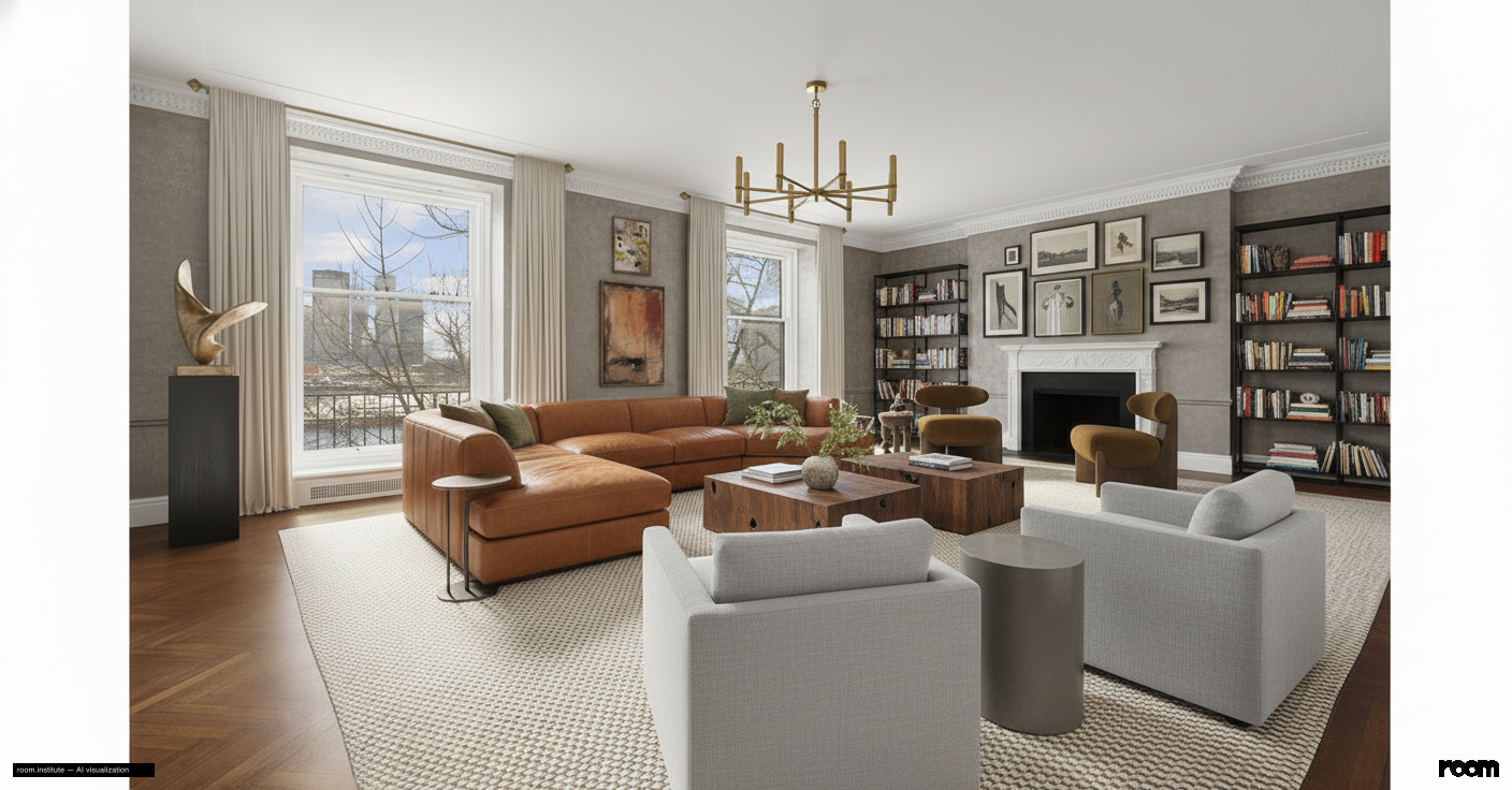 1 Sutton Pl S Unit 4CD Living Room — Evolving Elements design direction