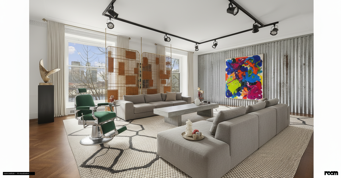 1 Sutton Pl S Unit 4CD Living Room — Reconfigured Boundary design direction