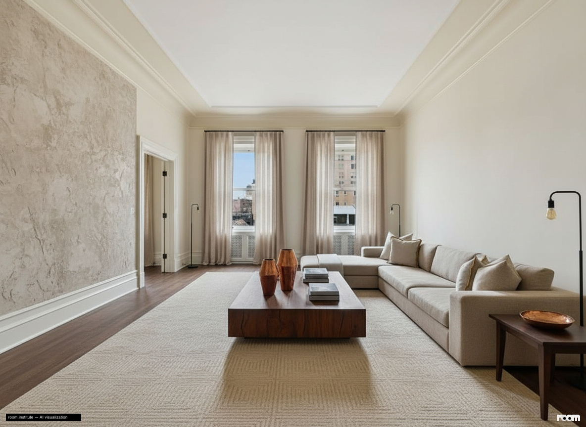 1 W 72nd St #56 Formal Living Room — Repeated Textures design direction
