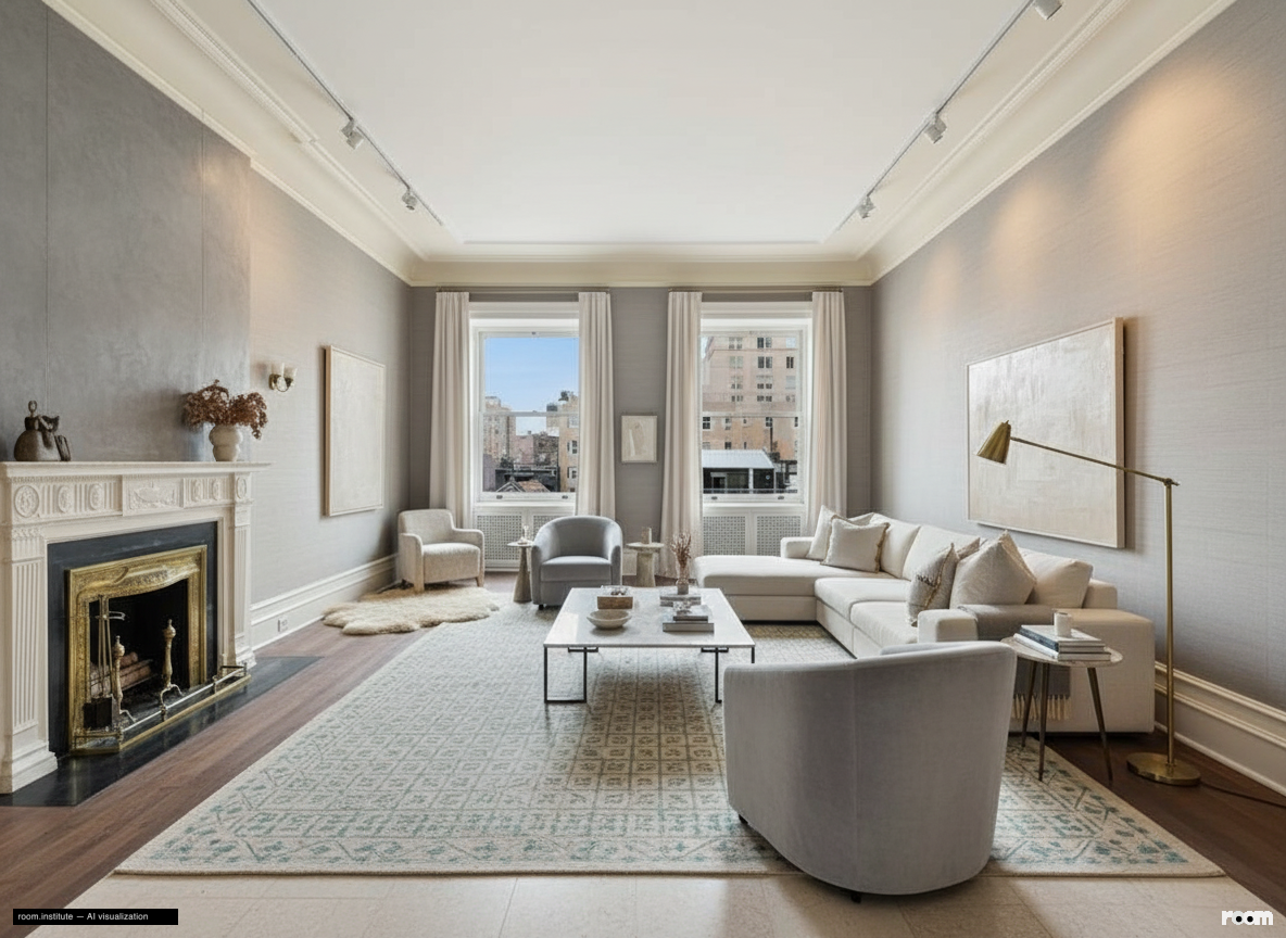 1 W 72nd St #56 Formal Living Room — Stone & Sheen design direction