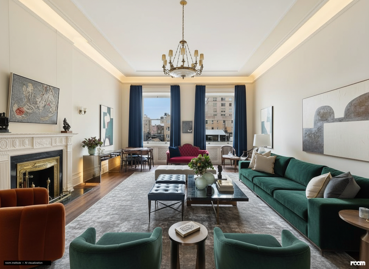 1 W 72nd St #56 Formal Living Room — Light's Grandiose Show design direction