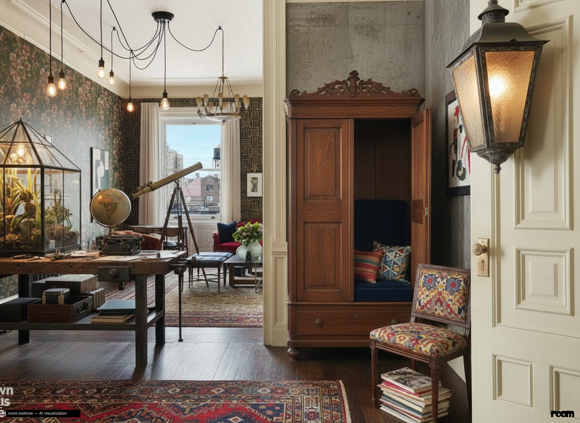 1 W 72nd St #56 Dining Room / Library — Whimsical Assemblage design direction