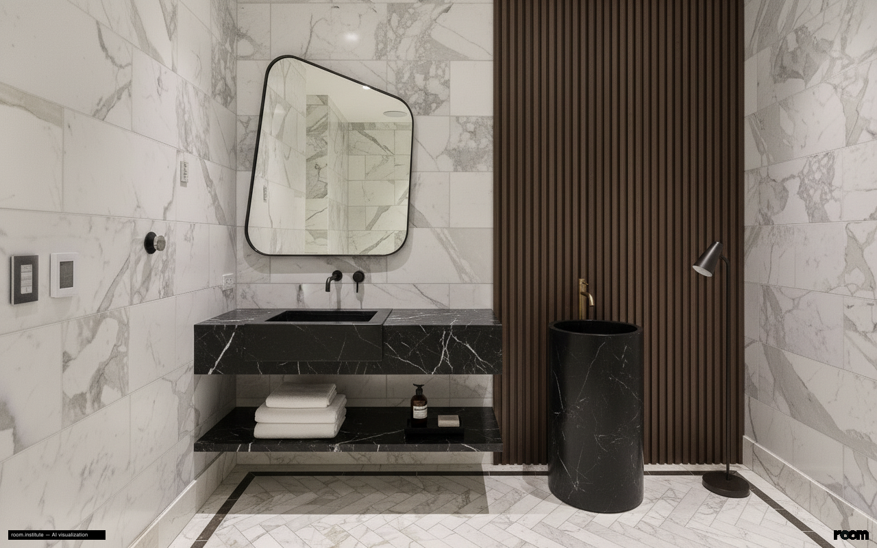 100 Barclay St Unit 21AD Bathroom — Interrogative Marble design direction