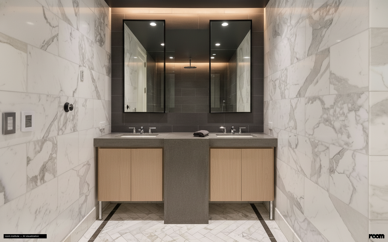 100 Barclay St Unit 21AD Bathroom — Ordered Contrast design direction
