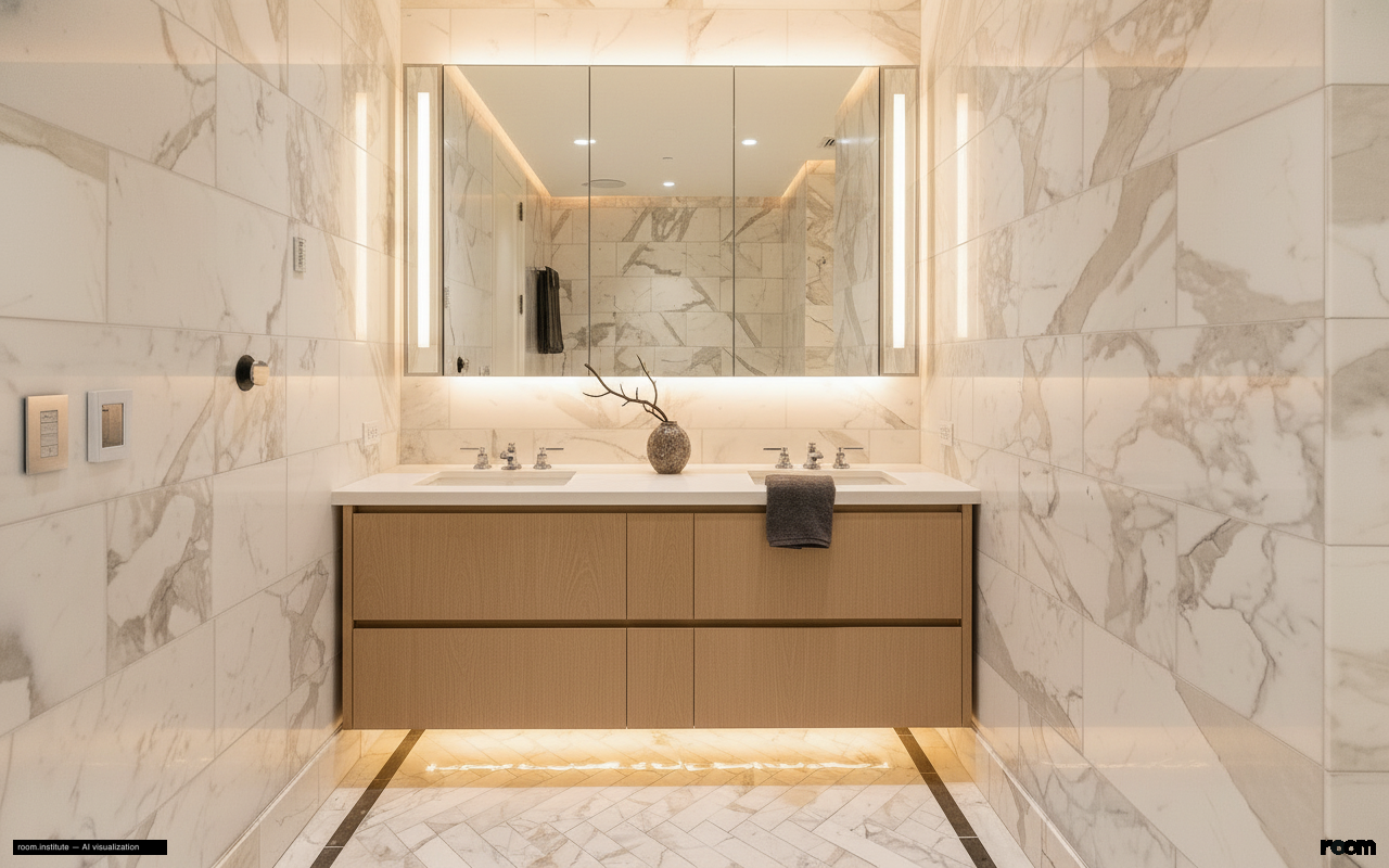100 Barclay St Unit 21AD Bathroom — Illuminated Trace design direction
