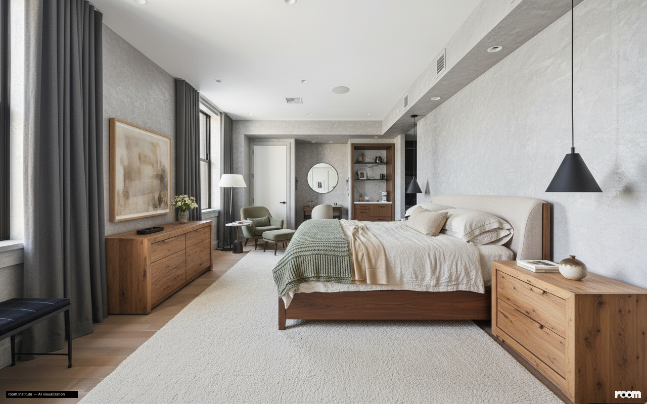 100 Barclay St Unit 21AD Bedroom — Sensory Stillness design direction