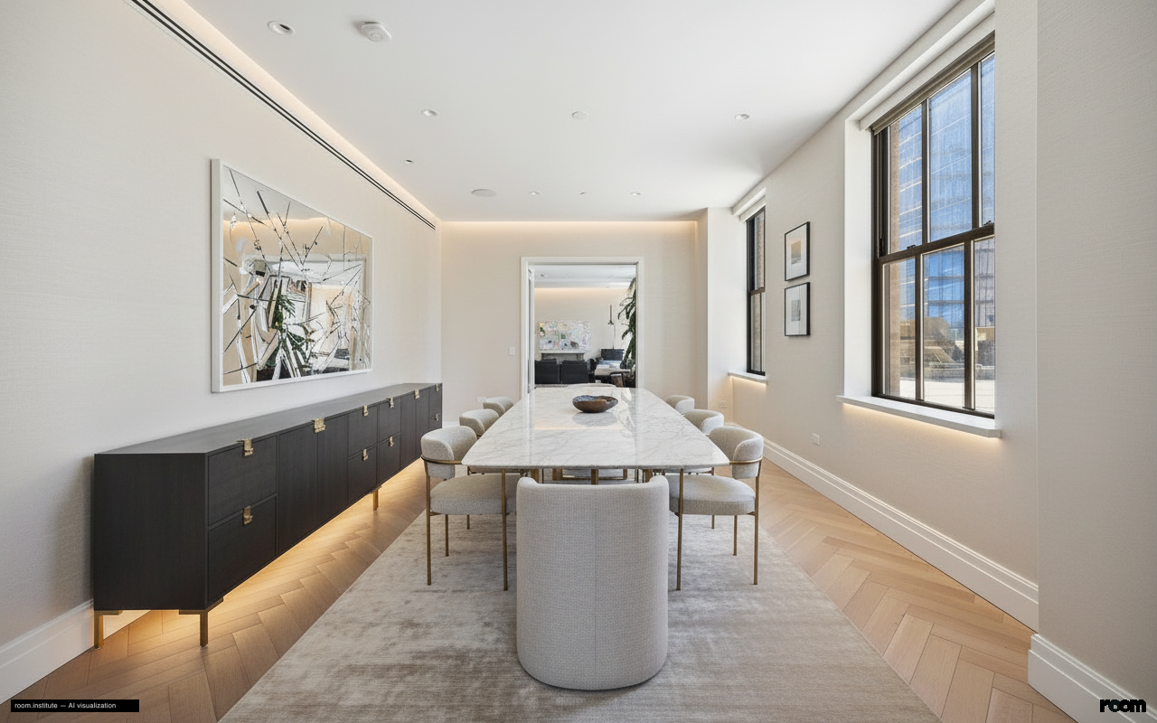 100 Barclay St Unit 21AD Dining Room — Light Script design direction