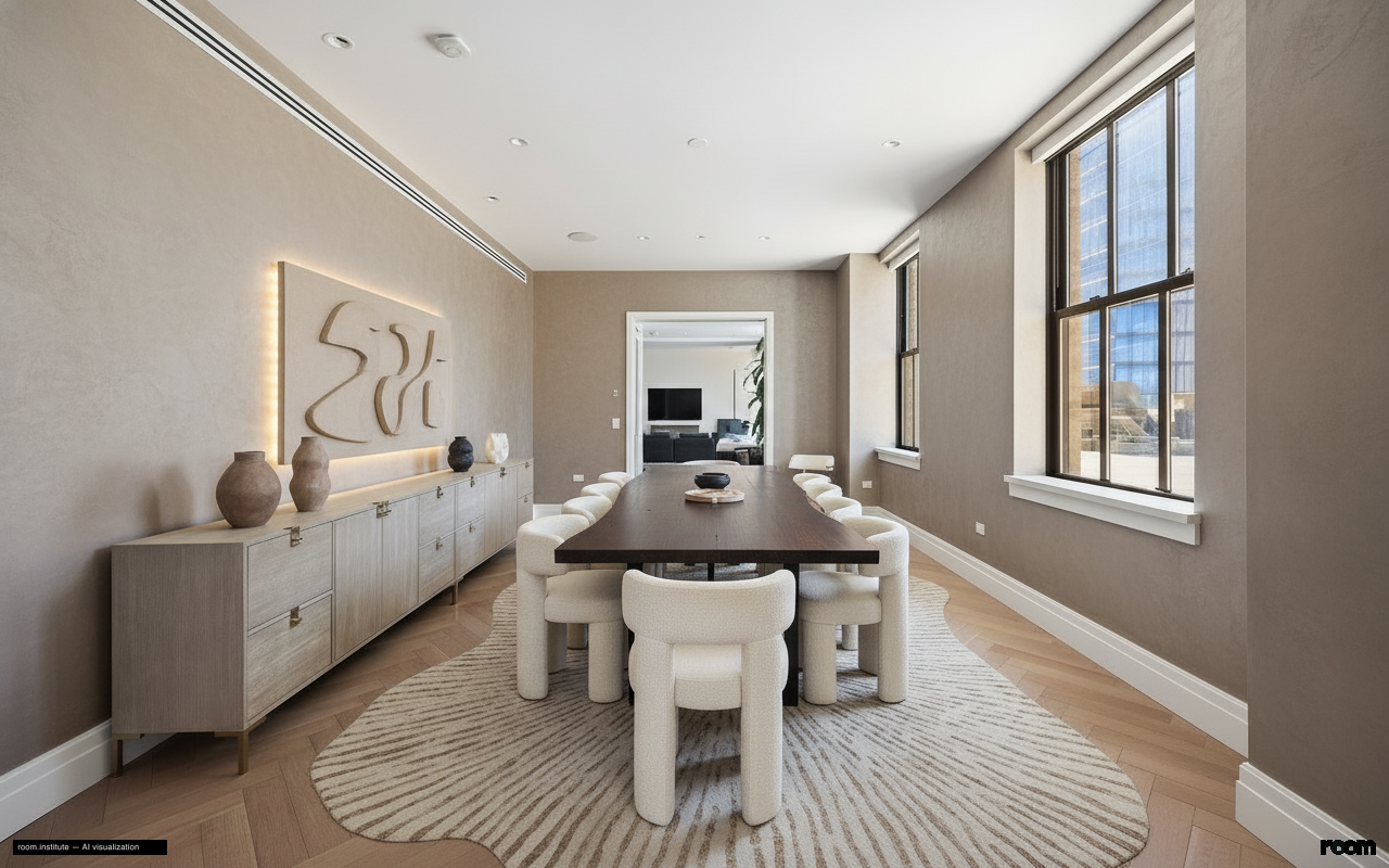 100 Barclay St Unit 21AD Dining Room — Earthen Monoliths design direction