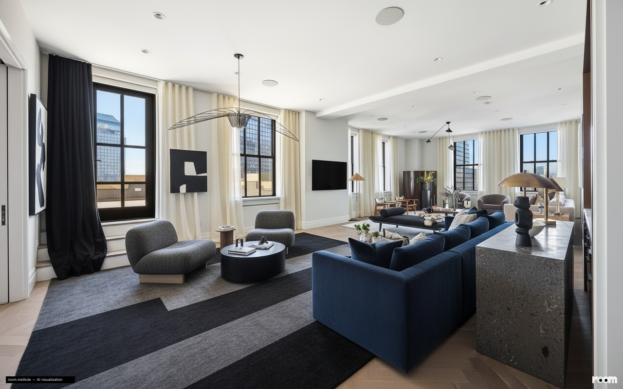 100 Barclay St Unit 21AD Living Room — Calculated Imbalance design direction