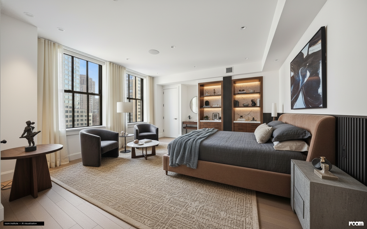 100 Barclay St Unit 21AD Master Bedroom — Stillness & Truth design direction