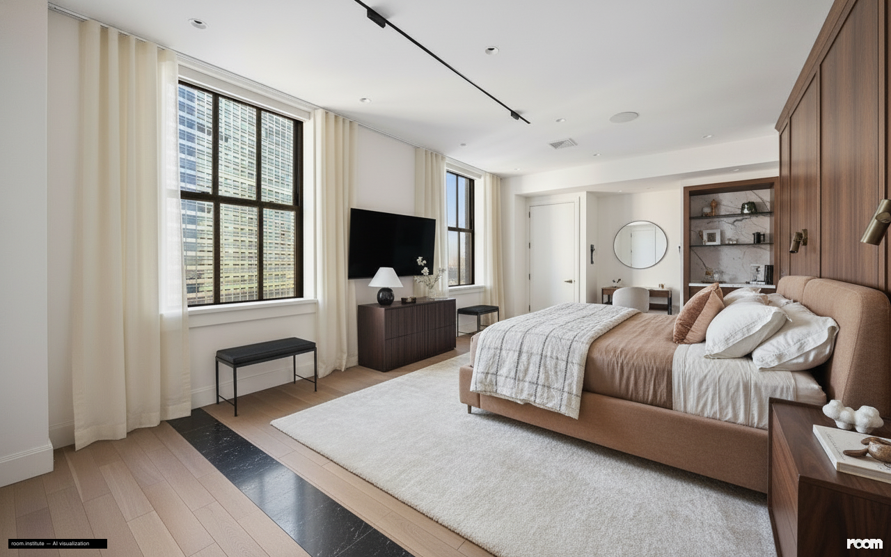 100 Barclay St Unit 21AD Master Bedroom — Tonal Echoes design direction