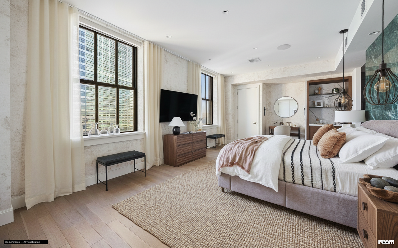 100 Barclay St Unit 21AD Master Bedroom — Elemental Dialogue design direction