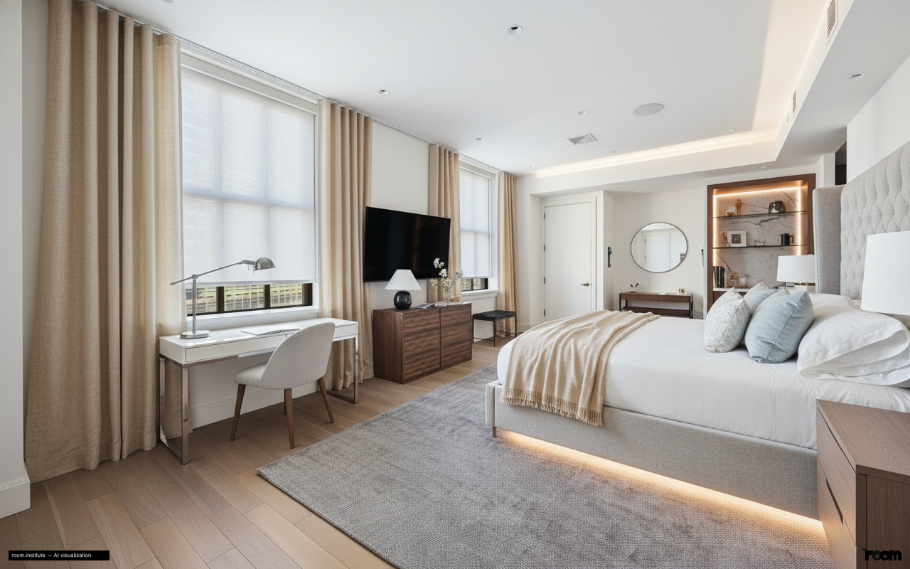 100 Barclay St Unit 21AD Master Bedroom — Light's Cadence design direction