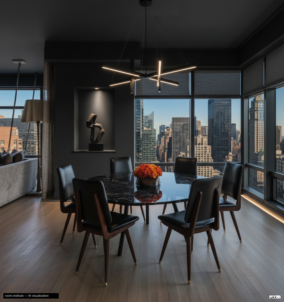 151 E 58th St Unit 38A Dining Room — Shadow Play design direction
