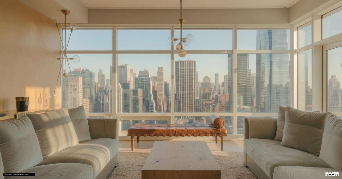 151 E 58th St Unit 38A Living Room — Time-Worn Canvas design direction