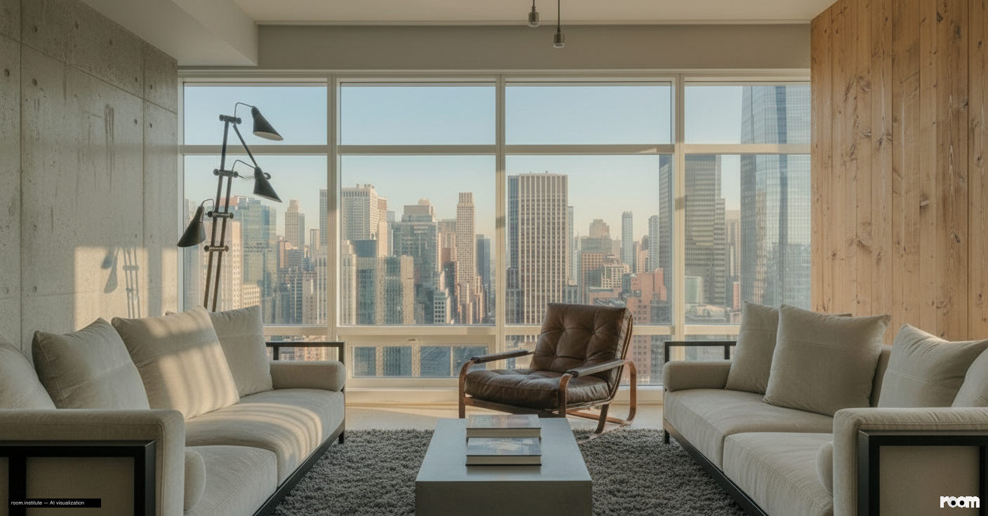 151 E 58th St Unit 38A Living Room — Raw Refine design direction