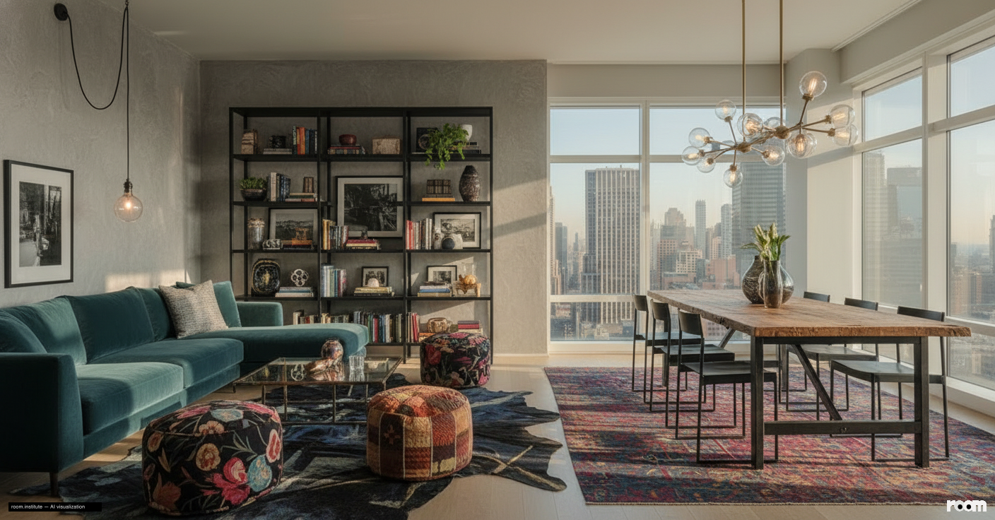 151 E 58th St Unit 38A Living Room — Arranged Disruptions design direction