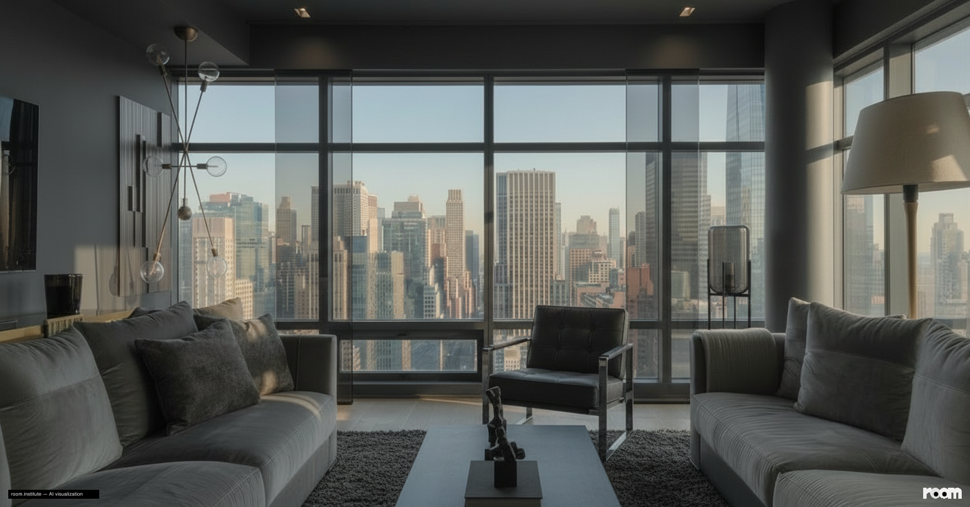 151 E 58th St Unit 38A Living Room — Shadowed Depths design direction