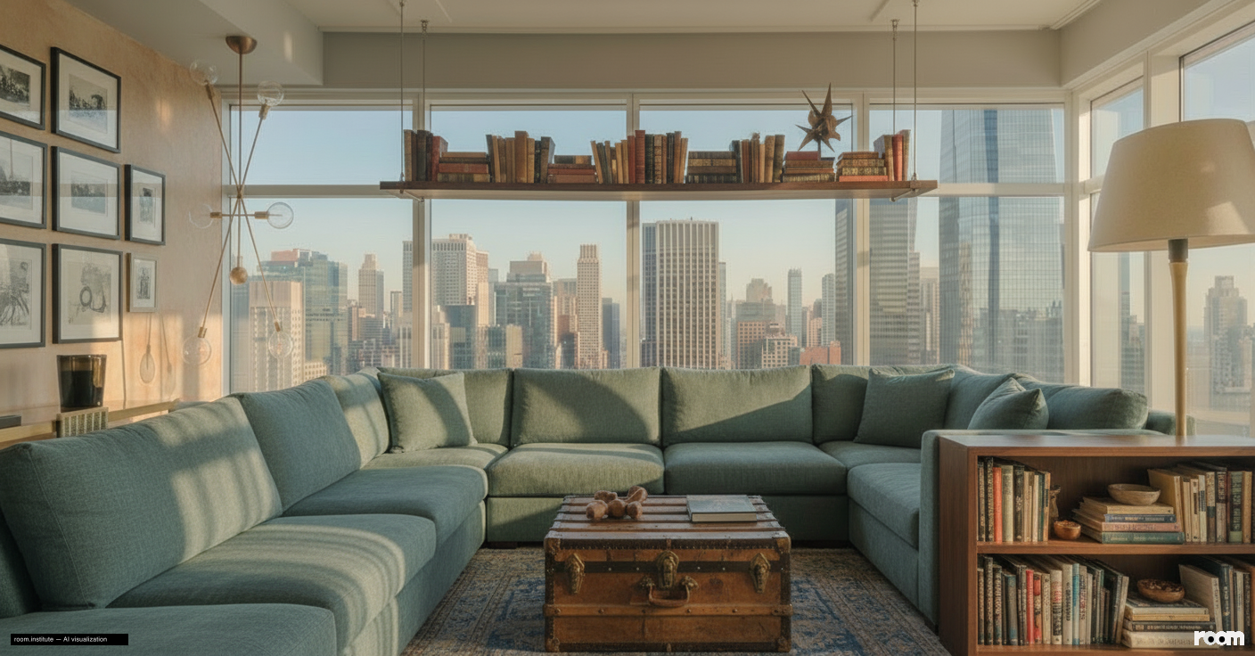 151 E 58th St Unit 38A Living Room — Merged Memory design direction