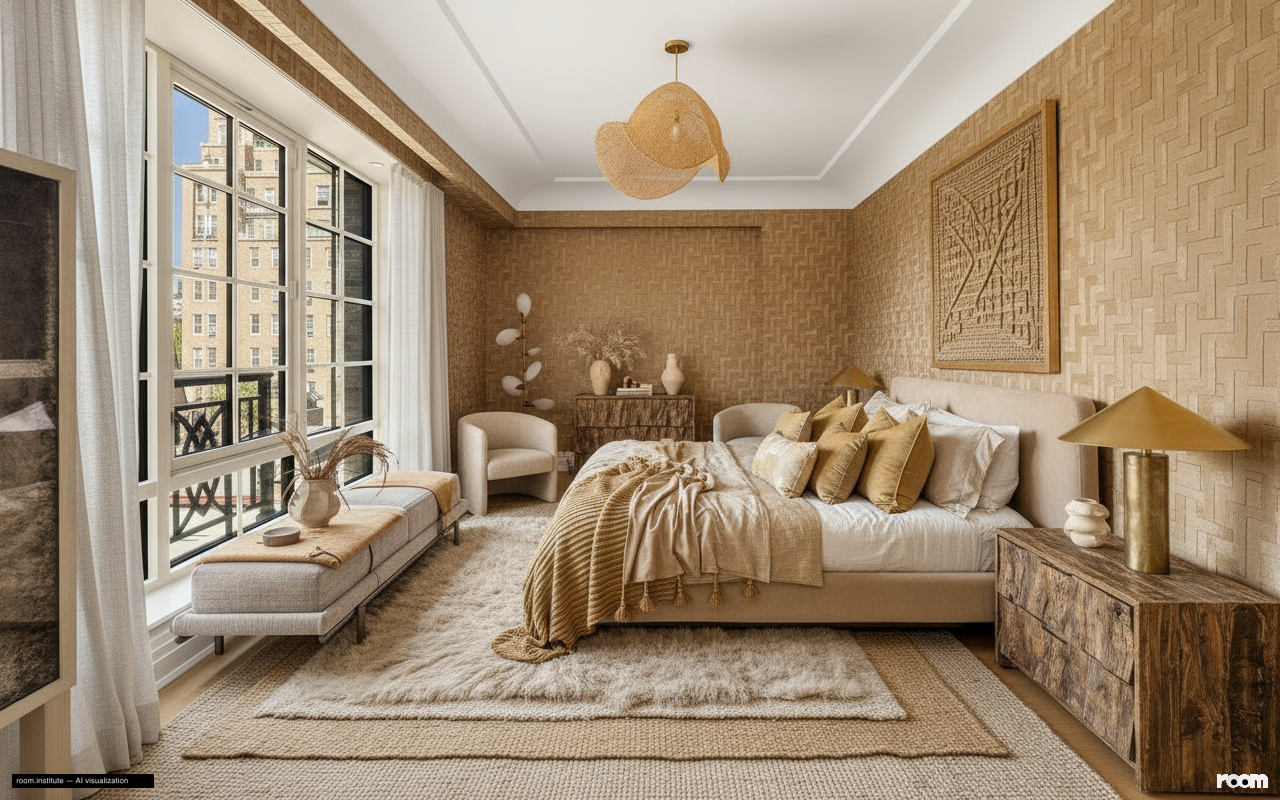 16 5th Ave #7 Bedroom — Layered Ochre design direction