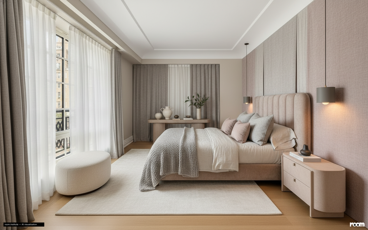 16 5th Ave #7 Bedroom — Draped Divisions design direction