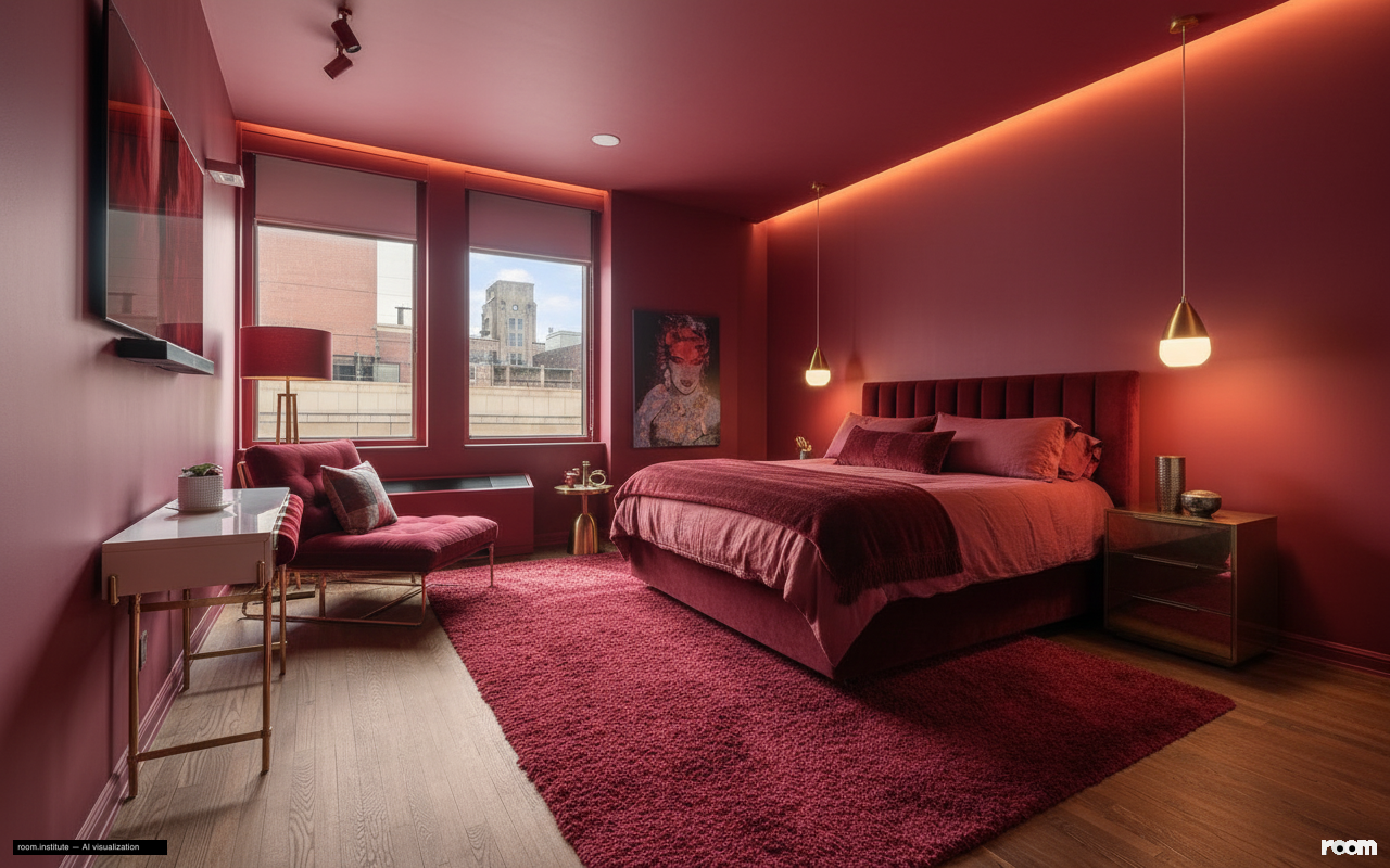 252 7th Ave Unit 10P Bedroom — Crimson Immersion design direction