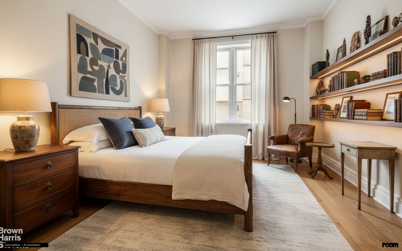 38 E 63rd St Bedroom — Narrated Assemblage design direction