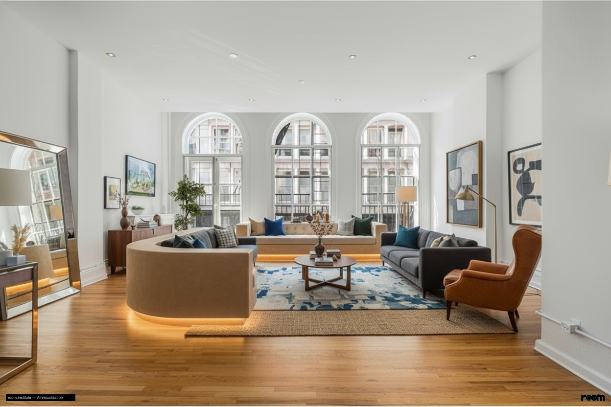 508 Broadway Living Room — Nested Glimpse design direction