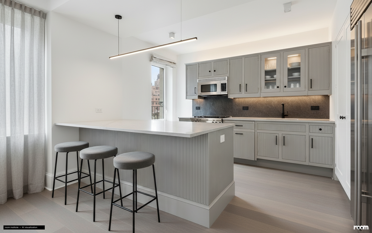 530 Park Ave Unit 17A Kitchen — Linear Monolith design direction