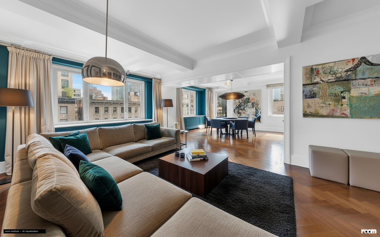 530 Park Ave Unit 17A Living Room — Contrasting Volumes design direction