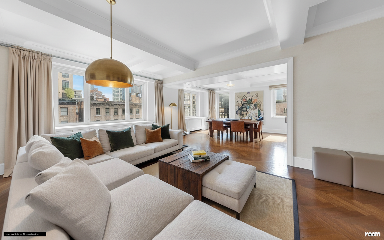 530 Park Ave Unit 17A Living Room — Aged Earth design direction