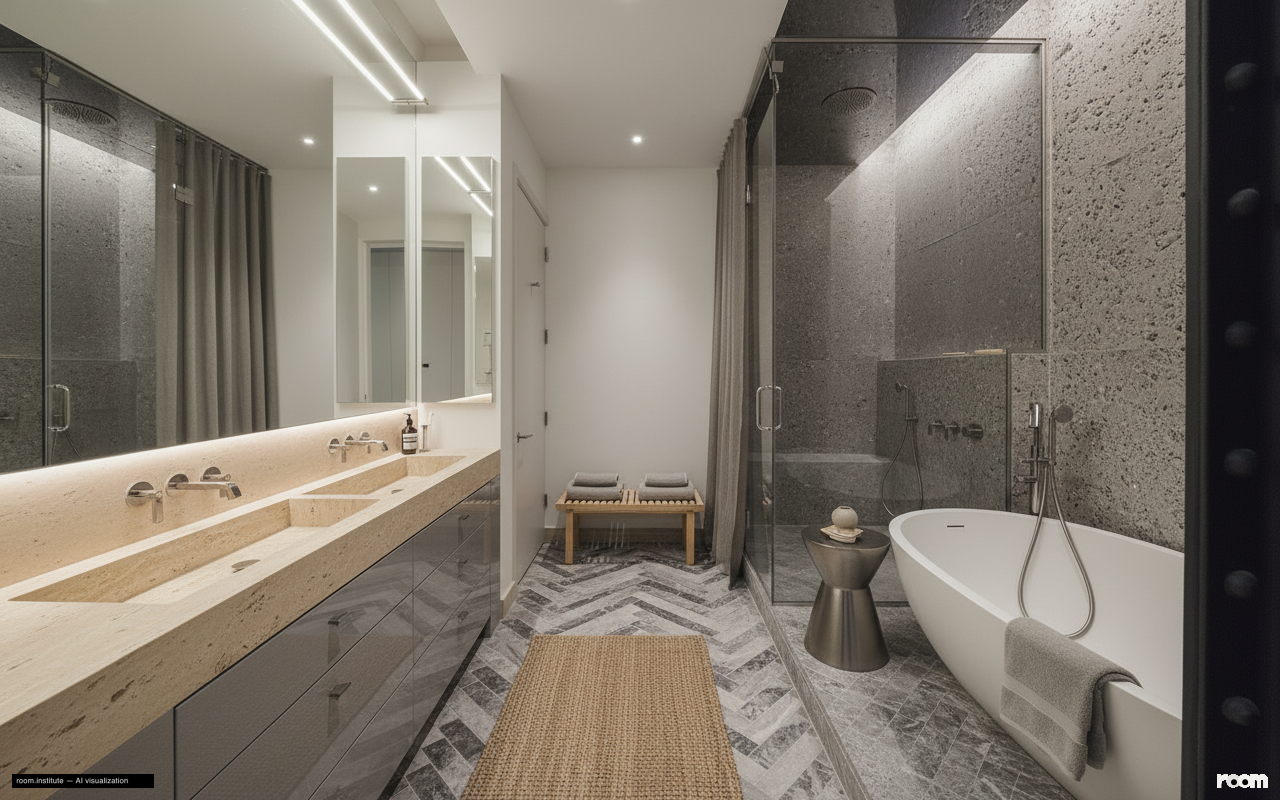 6 W 20th St #5 Bathroom — Nuanced Greys design direction