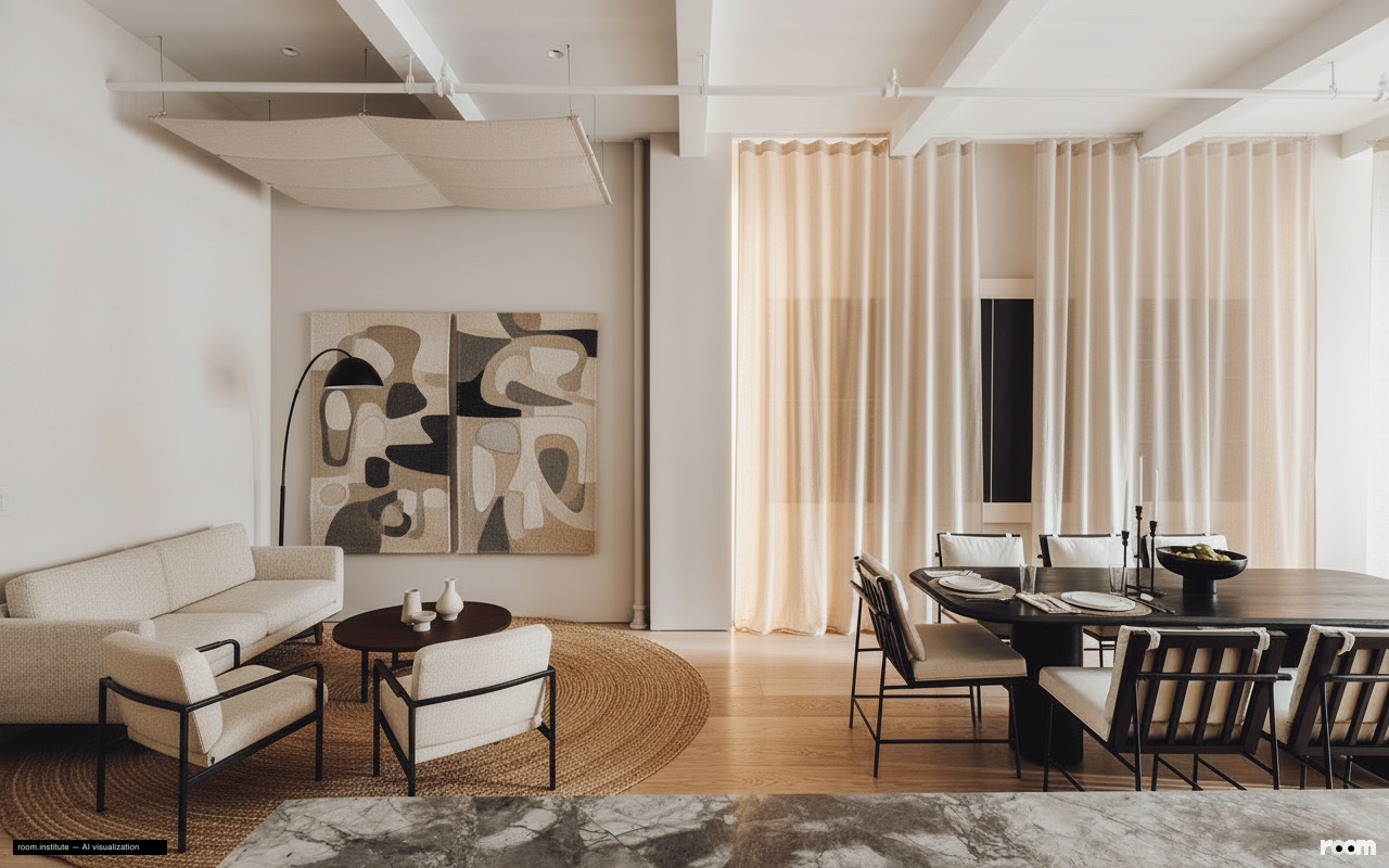 6 W 20th St #5 Dining Room — Draped Contours design direction
