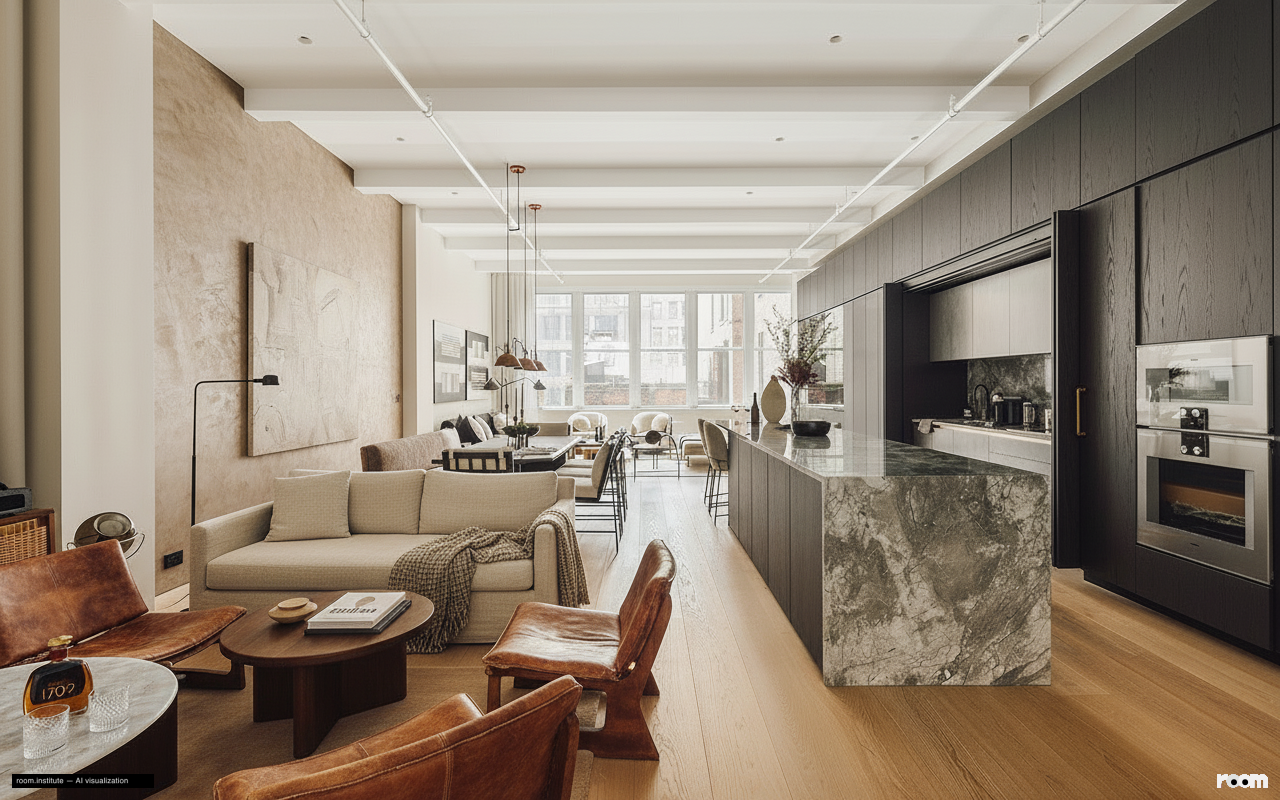 6 W 20th St #5 Living Room — Time's Unfurling design direction