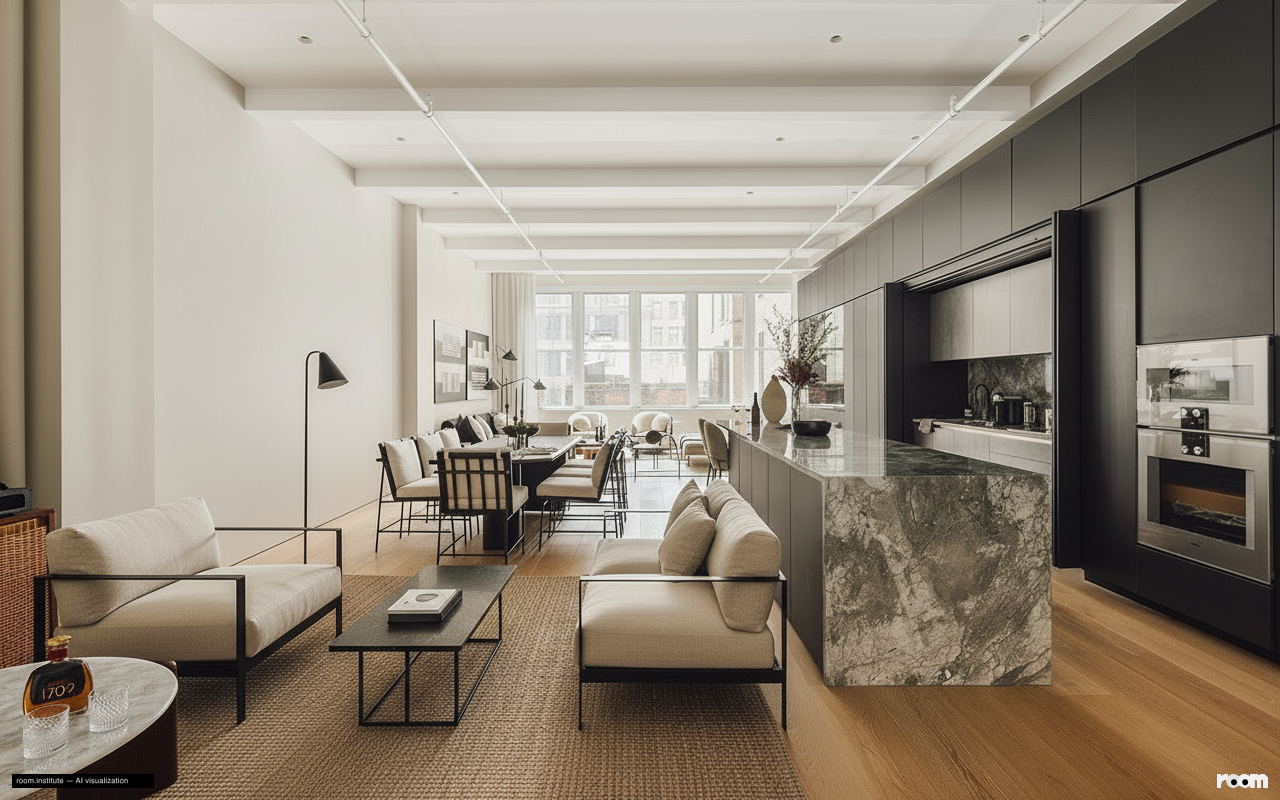 6 W 20th St #5 Living Room — Implied Void design direction