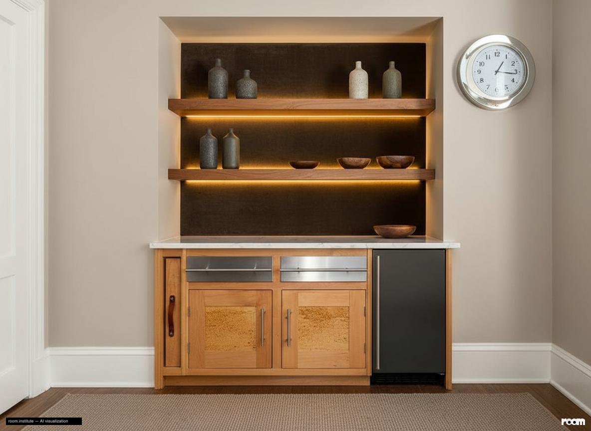 930 Fifth Ave Unit 11A Wet Bar — Muted Wood design direction