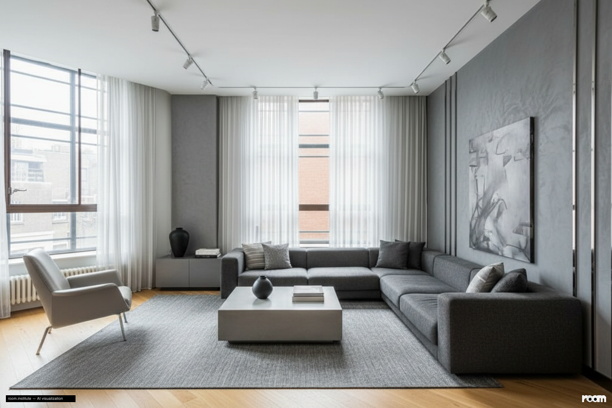 Ivor House, Brixton Living Room — Grey Scale Inquiry design direction