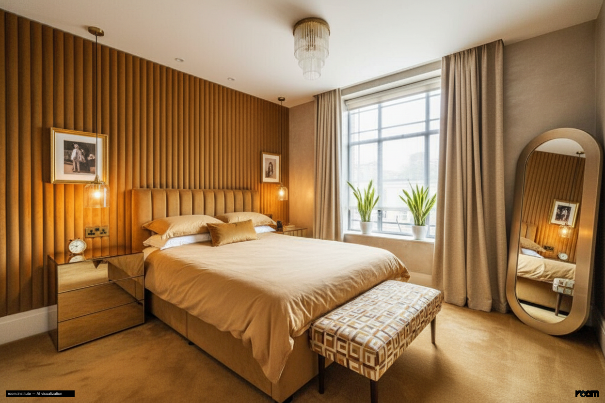 Ivor House, Brixton Bedroom — Deepened Ochre design direction