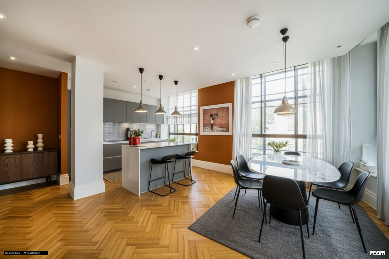 Ivor House, Brixton Dining Room — Amber Causeway design direction