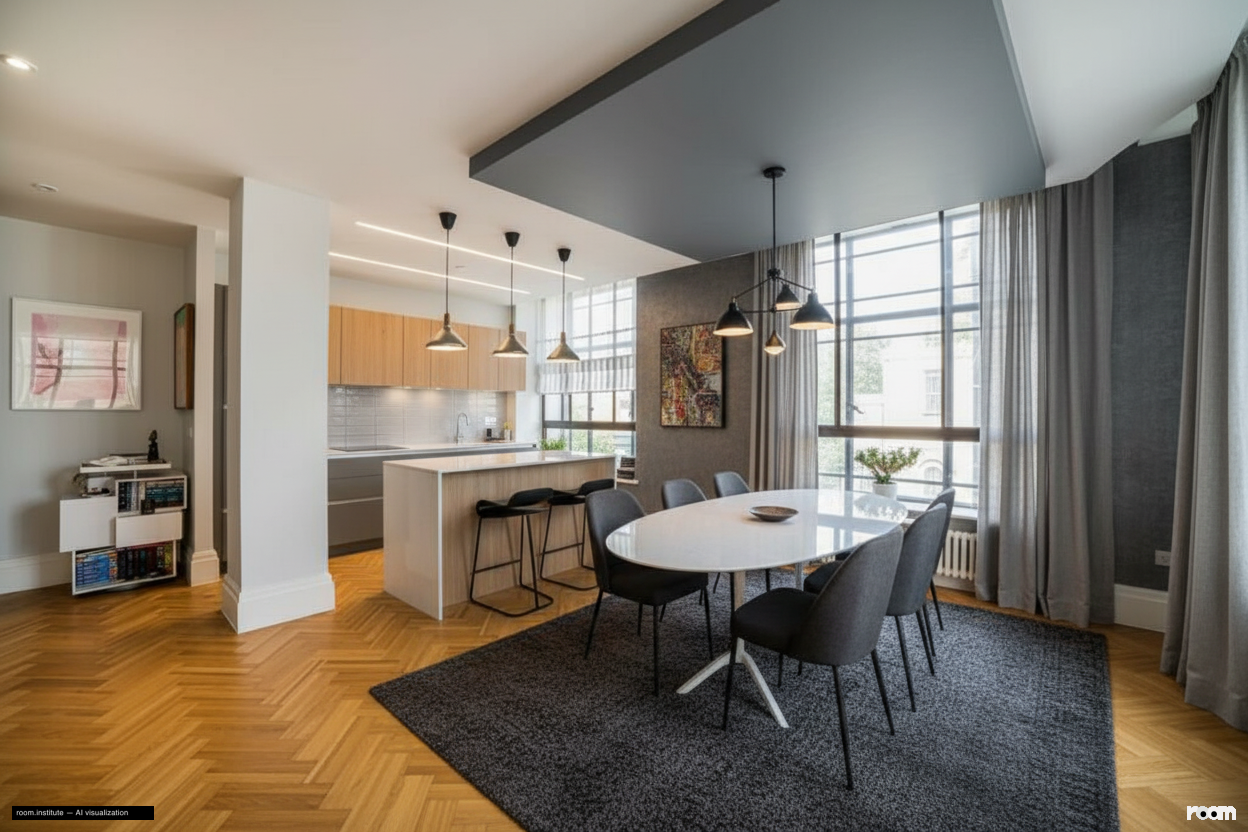 Ivor House, Brixton Dining Room — Shifting Planes design direction