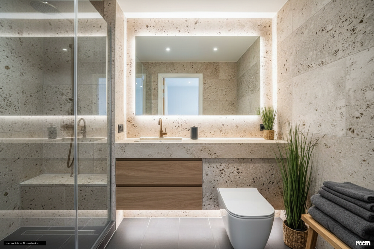 Ivor House, Brixton Bathroom — Textural Immersion design direction